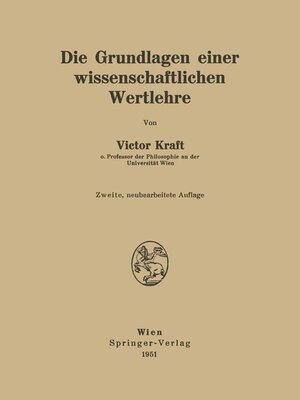 cover image of Die Grundlagen einer wissenschaftlichen Wertlehre
